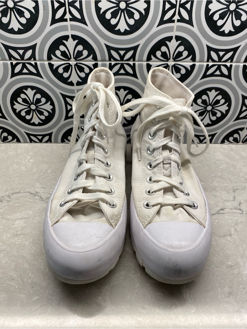 Converse Chuck Taylor All Star Lugged High Top White Platform Sneakers